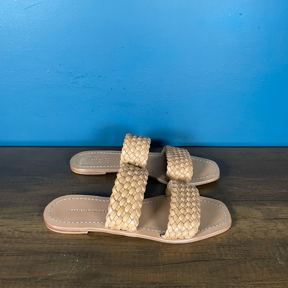 Loeffler Randall Women's Two Band Woven Flat Sandal Tan Size 10